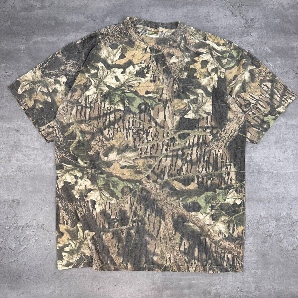 Vintage Mossy Oak Camo Classics Tree Leaf Pocket T Shirt